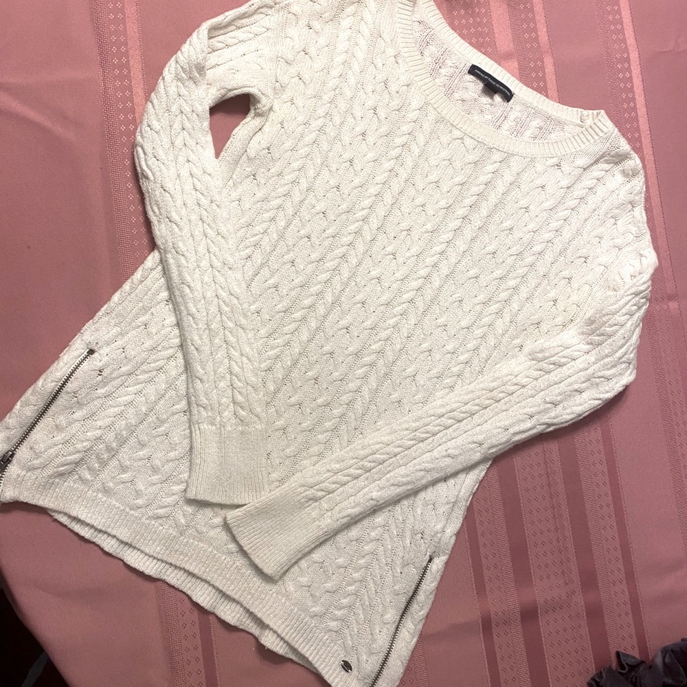 White Cable Knit Sweater